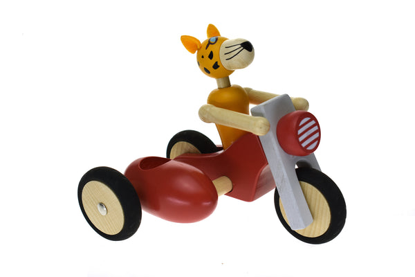 RETRO MOTOR TRICYCLE WITH CUTE LEOPARD DRIVER RED - LARGE