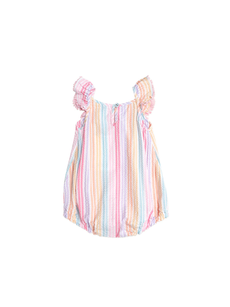 RAINBOW STRIPE FRILL PLAYSUIT