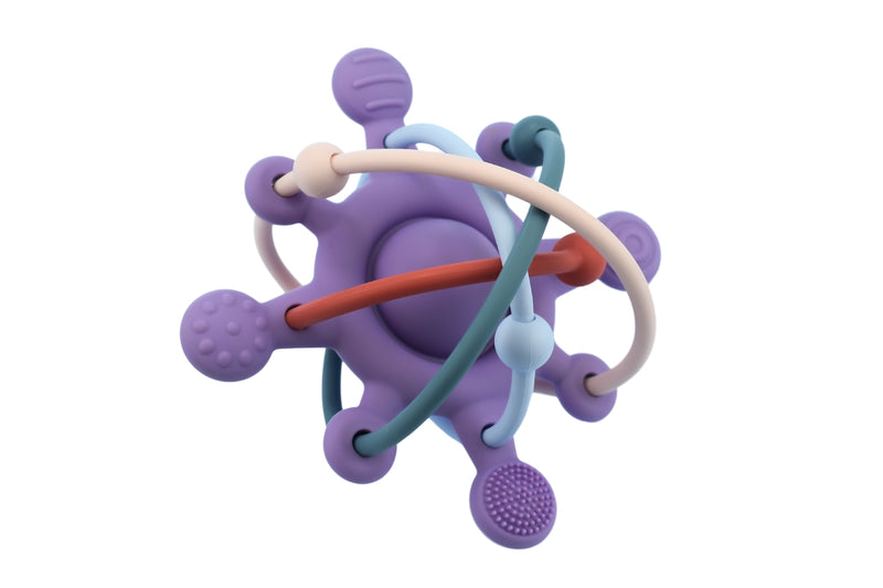 SILICONE SENSORY SPACE RATTLE TEETHER Purple