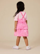 SASKIA DENIM FRILL PINAFORE DRESS