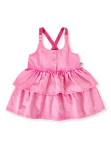 SASKIA DENIM FRILL PINAFORE DRESS