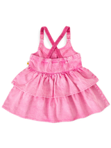 SASKIA DENIM FRILL PINAFORE DRESS