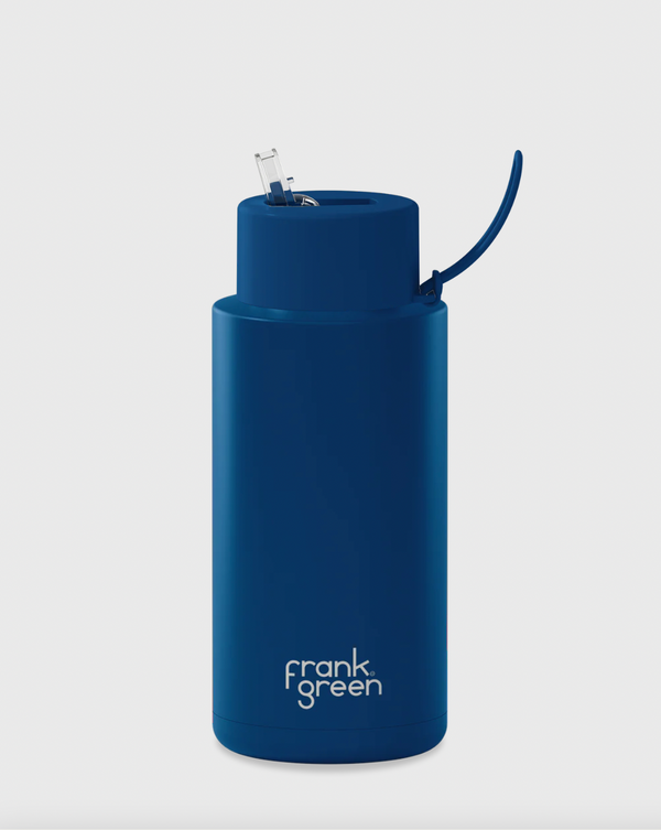 CERAMIC REUSABLE BOTTLE STRAW LID 1 litre - Deep Ocean