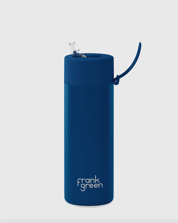 CERAMIC REUSABLE BOTTLE STRAW LID 595ml - Deep Ocean