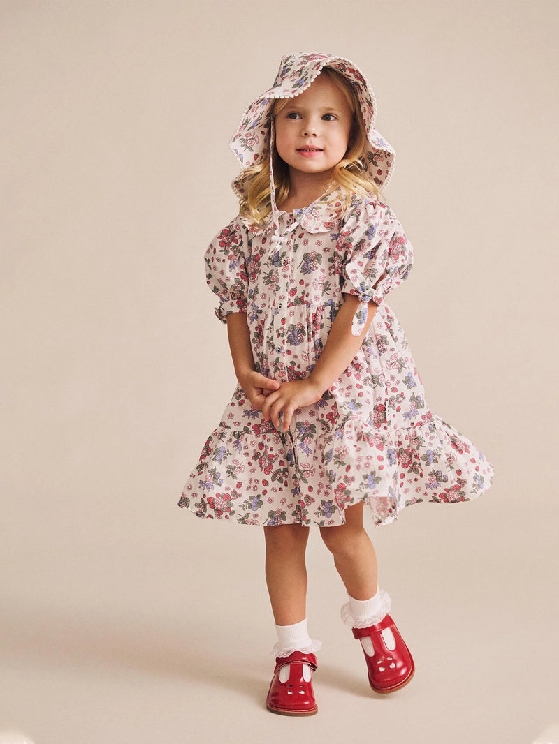 STRAWBERRY GARDEN TIERED SMOCK DRESS