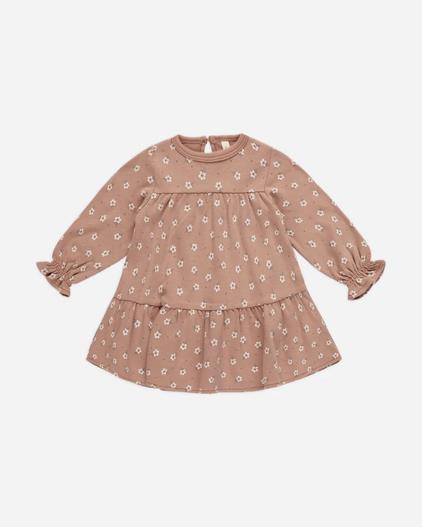 TIERED JERSEY DRESS - Rose Ditsy
