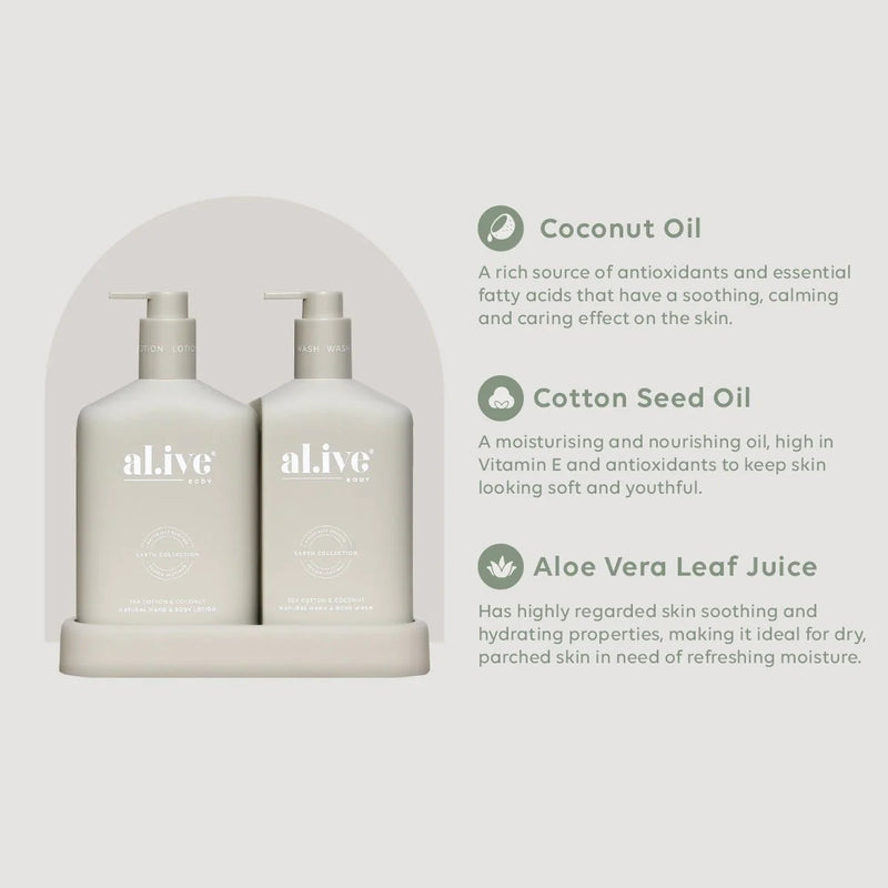 WASH & LOTION DUO + TRAY - SEA COTTON & COCONUT