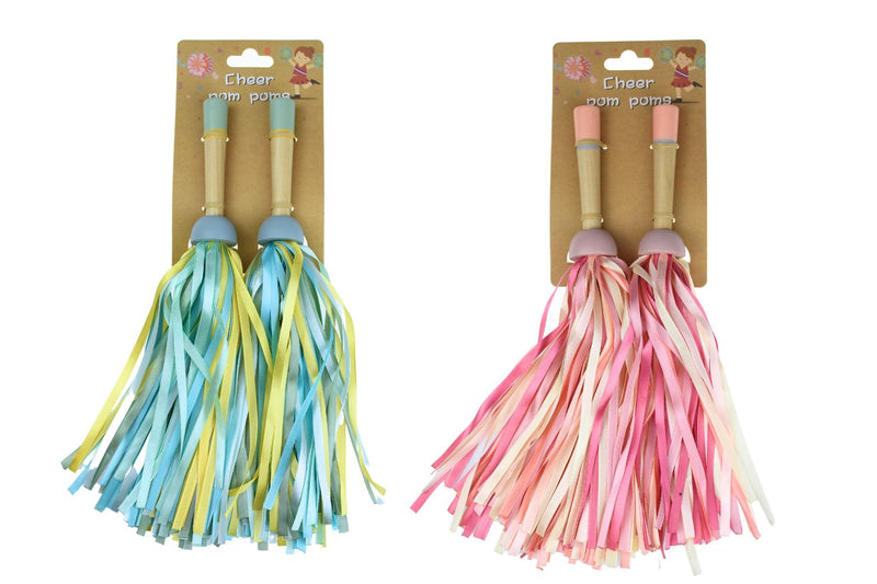 WOODEN CHEER POM POMS 1 PAIR - Mint