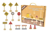 WOODEN CONSTRUCTION ROAD SIGN PLAYSET