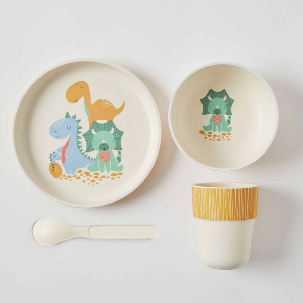 WHIMSICAL BAMBOO 4pc DINNER SET - Dinosaurs