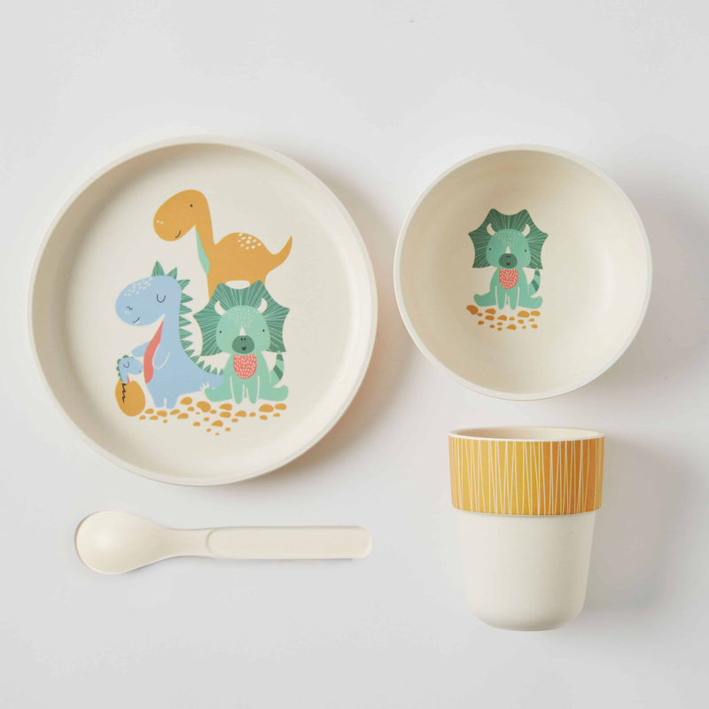 WHIMSICAL BAMBOO 4pc DINNER SET - Dinosaurs