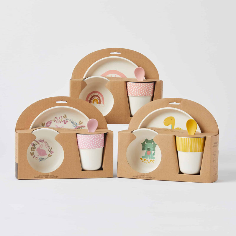 WHIMSICAL BAMBOO 4pc DINNER SET - Dinosaurs