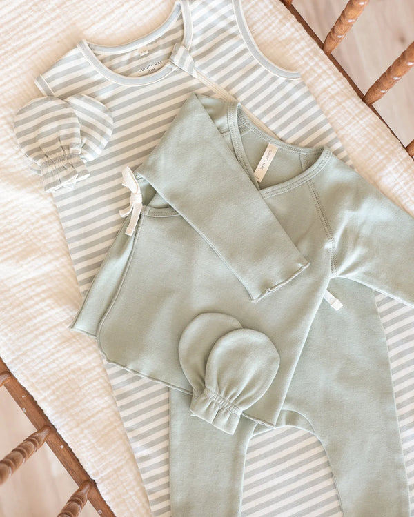 WRAP TOP + FOOTED PANT SET - fern