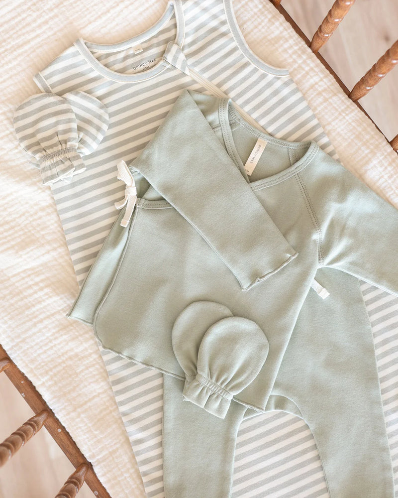WRAP TOP + FOOTED PANT SET - fern