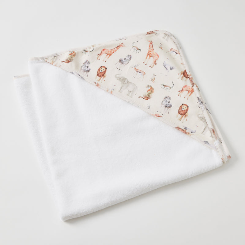 ZAMBEZI PRINTED JERSEY HOODED TOWEL