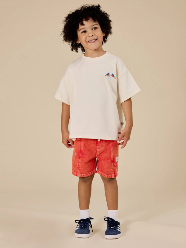 NOAH DENIM POCKET SHORTS - Apple Red