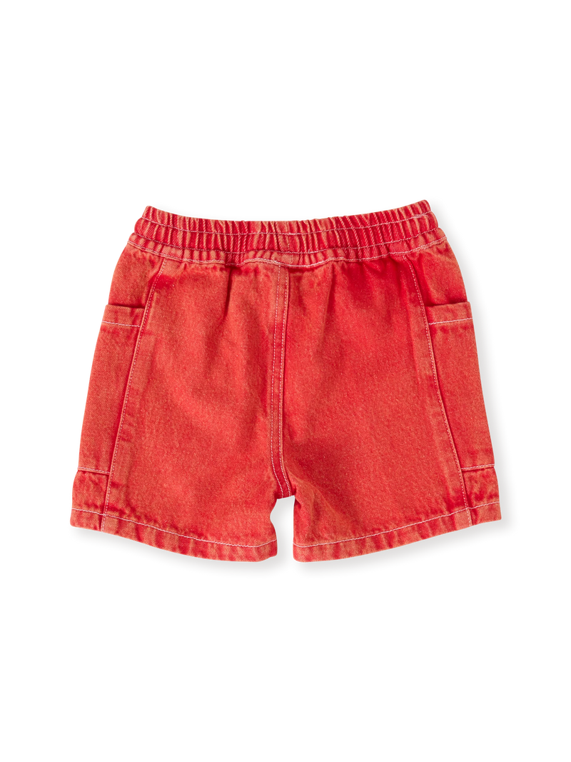 NOAH DENIM POCKET SHORTS - Apple Red