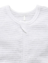 SHORT ZIP GROWSUIT - Pale Grey Melange Stripe