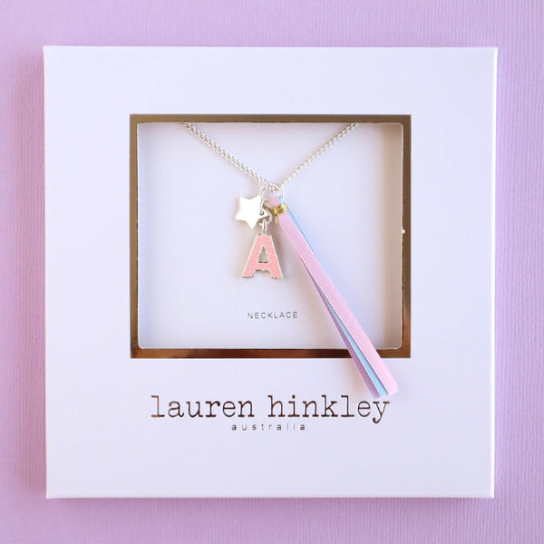 'A' PINK GLITTER INITAL Necklace