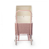 DOLL RETRO RATTAN PRAM Rose