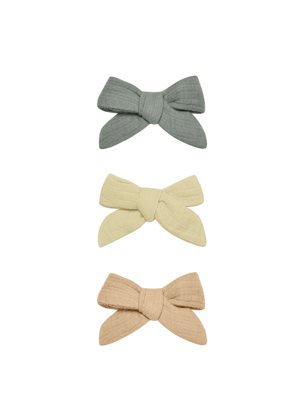 BOW CLIP SET - Sea Green, Yellow, Apricot