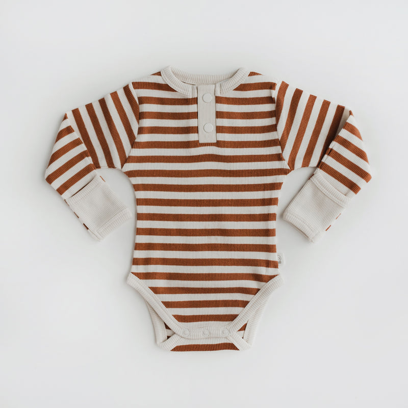 BISCUIT STRIPE LONG SLEEVE BODYSUIT