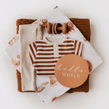 BISCUIT STRIPE LONG SLEEVE BODYSUIT