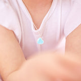 BLUE GLITTER HEART- Necklace