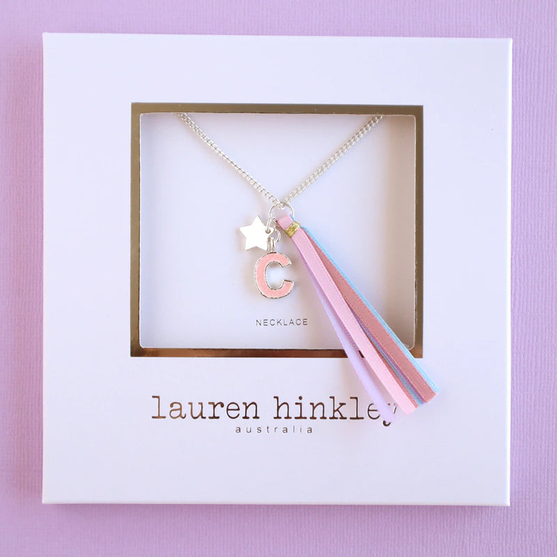 'C' PINK GLITTER INITAL Necklace