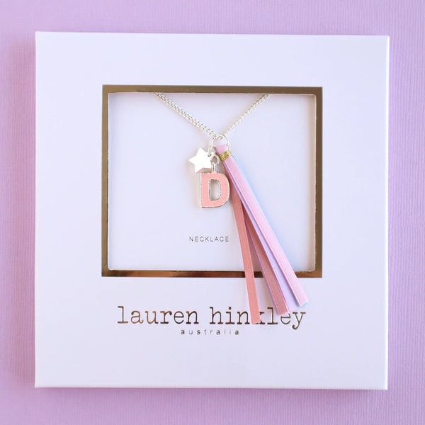 'D' PINK GLITTER INITAL Necklace