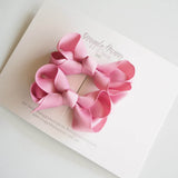 SMALL PIGGY TAIL PAIR - Dusty Pink Clip Bow