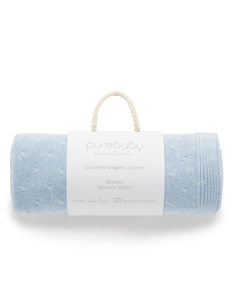 ESSENTIALS BLANKET - Pale Blue Melange