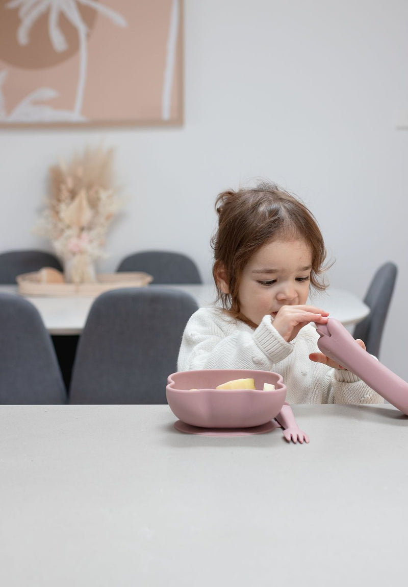 FEEDIE FORK & SPOON SET Dusty Rose