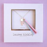 'F' PINK GLITTER INITAL Necklace