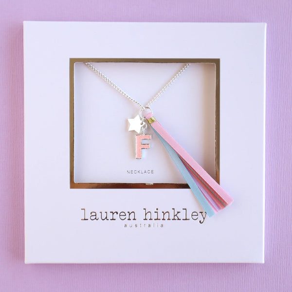 'F' PINK GLITTER INITAL Necklace