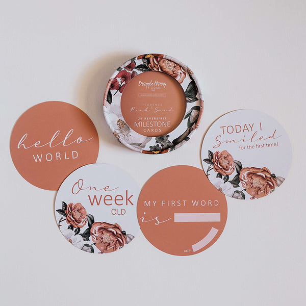 MILESTONE CARDS - Florence & Pink Sand Reversible