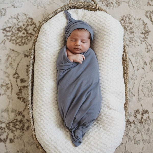 BABY JERSEY WRAP & BEANIE SET - Indigo