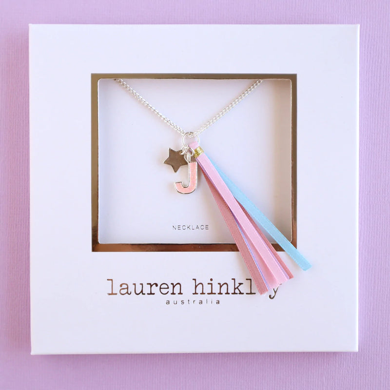 'J' PINK GLITTER INITAL Necklace