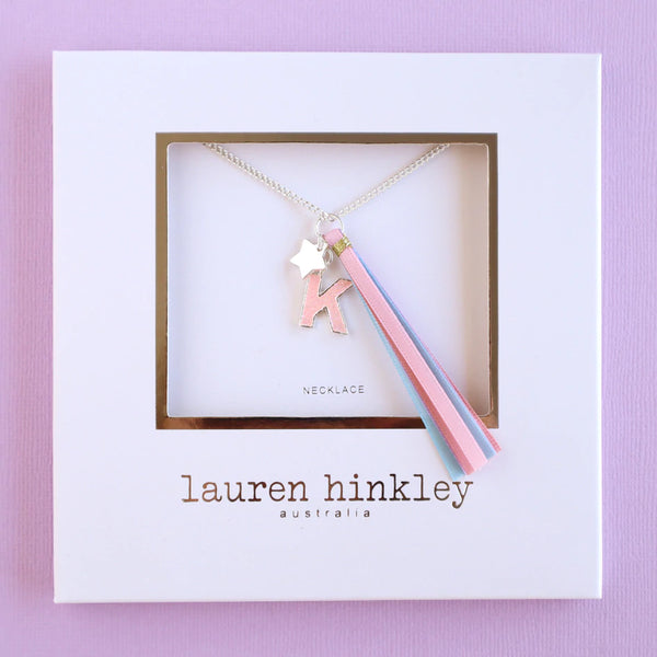 'K' PINK GLITTER INITAL Necklace