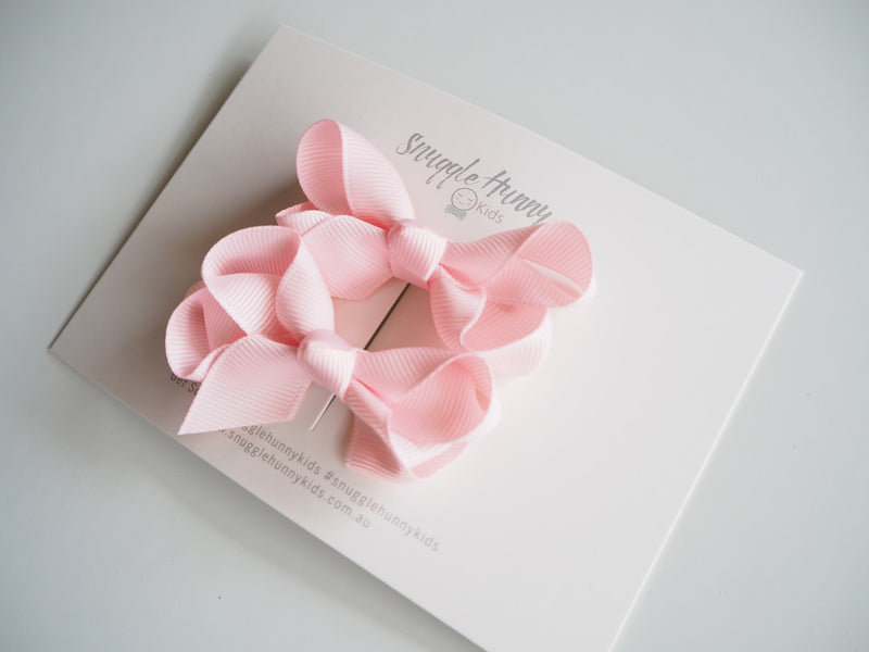 SMALL PIGGY TAIL PAIR - Light Pink Clip Bow