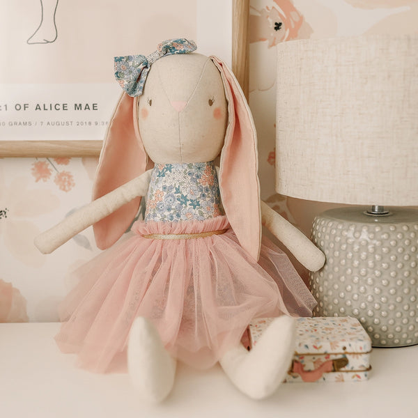 LINEN PEARL CUDDLE BUNNY LIBERTY BLUE - 55cm