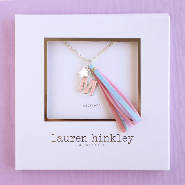 'M' PINK GLITTER INITAL Necklace