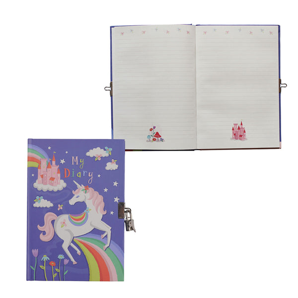 LOCKABLE DIARY - Unicorn Rainbows