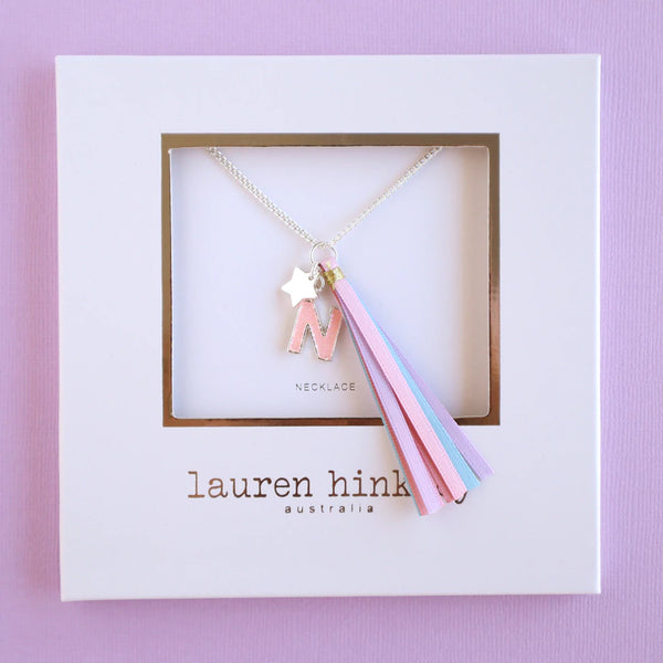 'N' PINK GLITTER INITAL Necklace