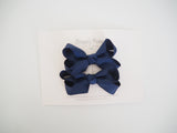 SMALL PIGGY TAIL PAIR - Navy Blue Clip Bow