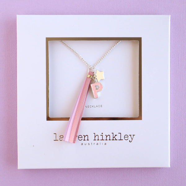 'P' PINK GLITTER INITAL Necklace