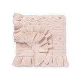 BLUSH RUFFLE CABLE KNIT BLANKET