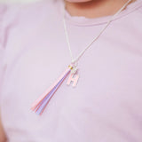 'R' PINK GLITTER INITAL Necklace