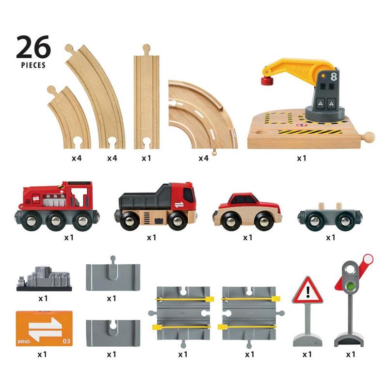 RAIL AND ROAD CRANE SET - 26 pieces