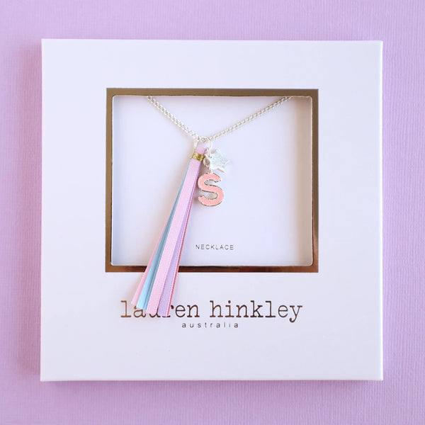 'S' PINK GLITTER INITAL Necklace